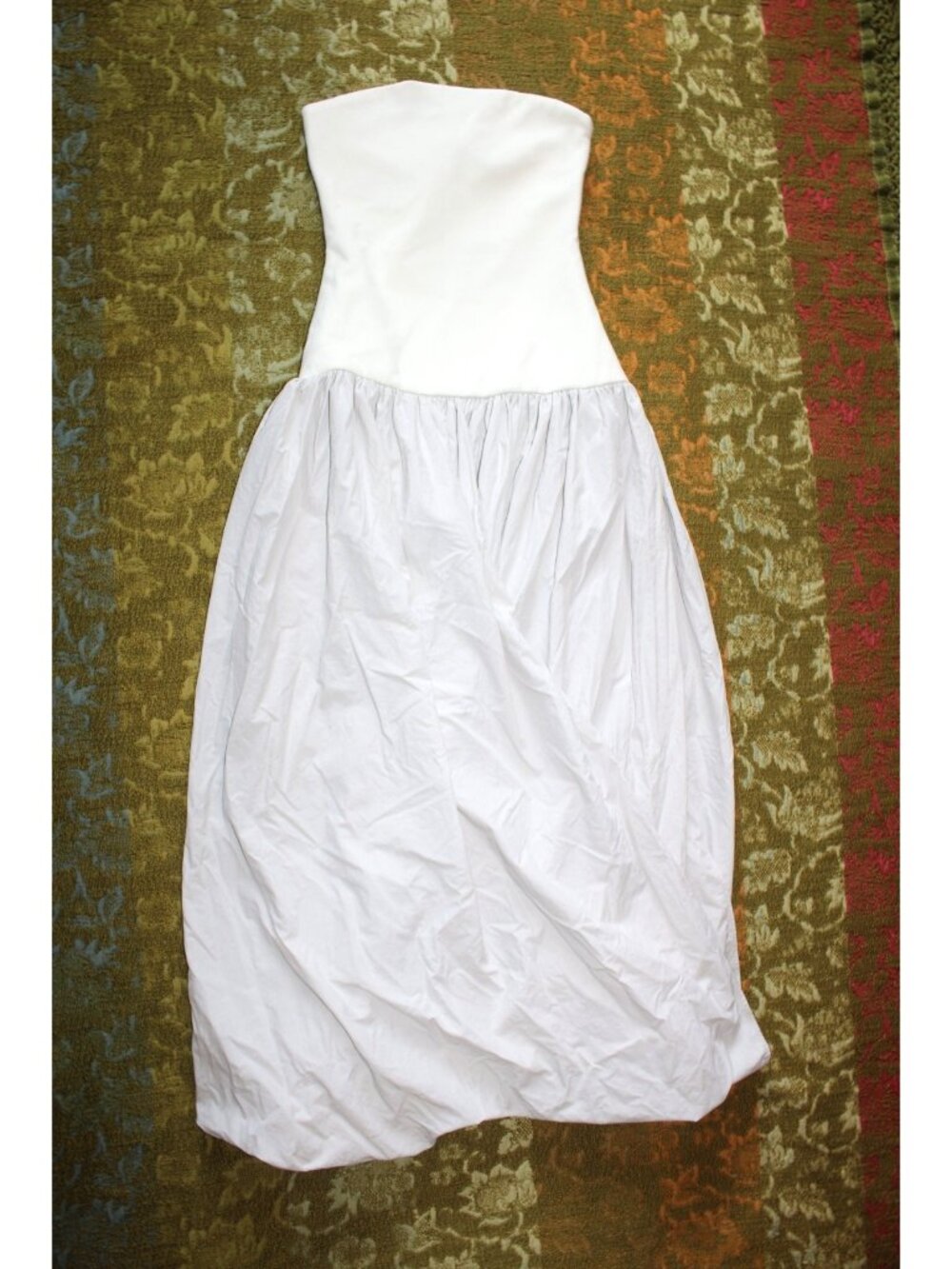 Zara Strapless Midi Dress Size XS Sleek Fitted Bodice Bubble balloon skirt Party - Picture 9 of 10